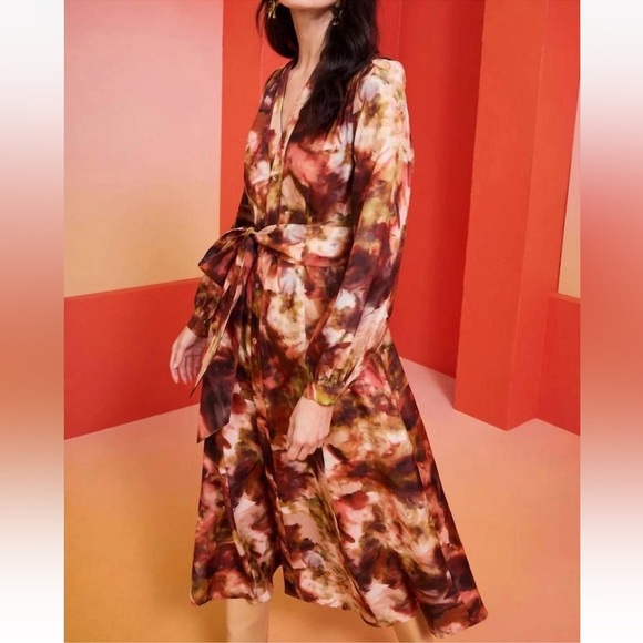 Marie Oliver Lillian Midi Shirt Dress in Vineyard Print Size 2 - Picture 14 of 14